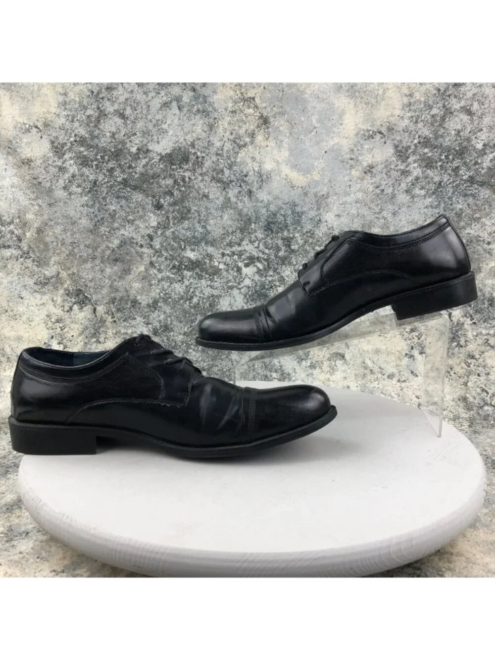 Steve Madden Men's Size 10.5M Minted Black Leather Lace-Up Oxfords Dress Shoes
